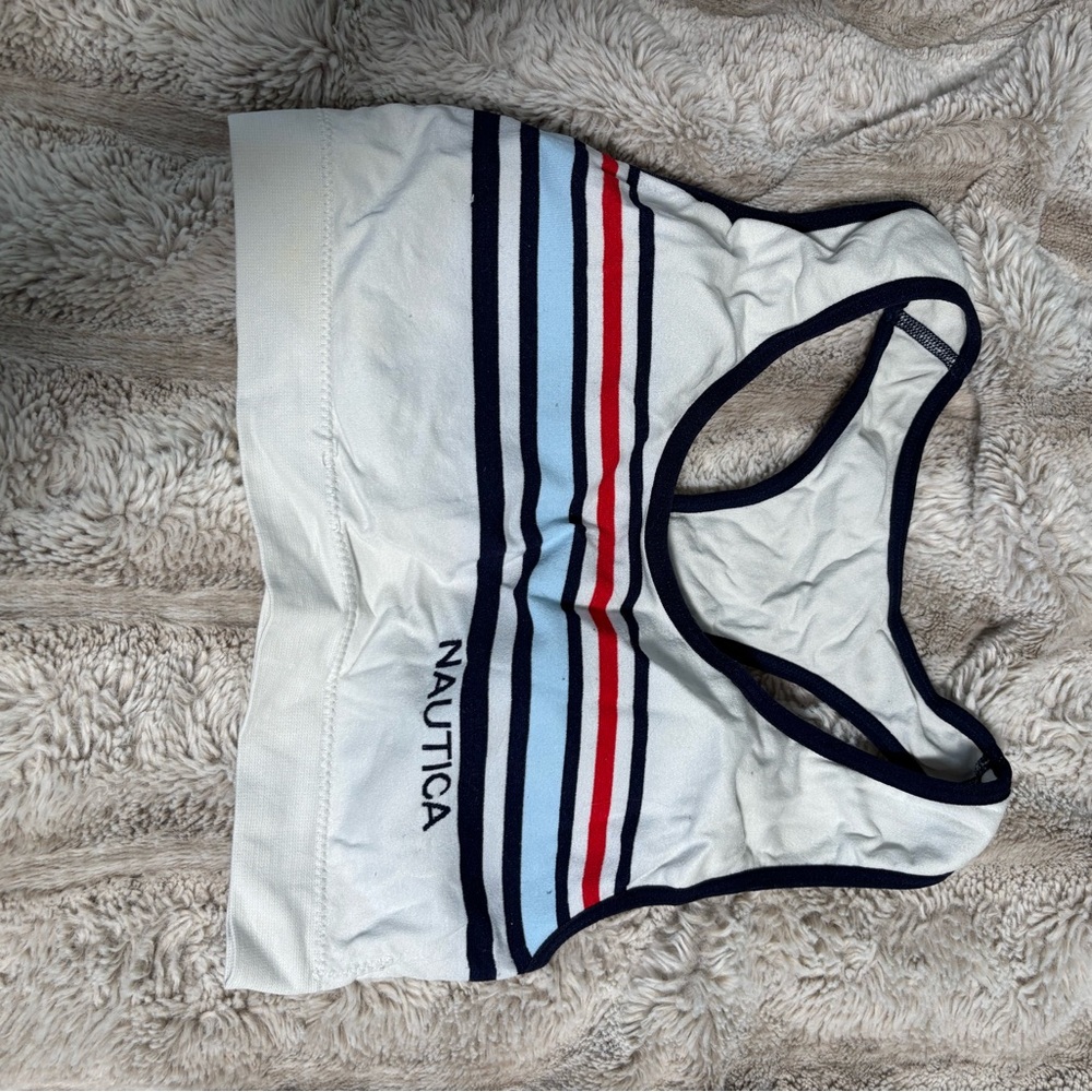 Nautica Women's Sports Bra - White, Navy, and Red